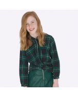 Blusa a quadri con nodo nell'orlo