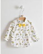 Camicia a manica lunga con papillon giallo