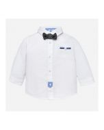 Camicia a maniche lunghe con polsini abbottonati e papillon
