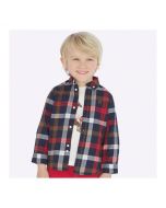 Camicia a quadri rossa a maniche lunghe in cotone