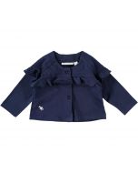 Cardigan a manica lunga in cotone con rouches
