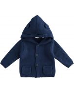Cardigan in cotone e lana con cappuccio