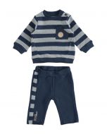 Completino in cotone stretch mano caldo con felpa rigata