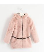 Eco pelliccia con cintura in eco pelle in vita
