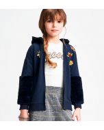 Felpa full zip con applicazioni in eco pelliccia