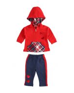 Tuta jogging in cotone stretch con felpa tasca marsupio