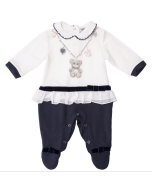 Tutina in modal bicolore colletto bebe' con smerlo