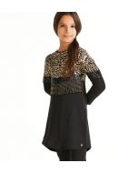 Vestito con paillettes e frangie in ecopelle con borchiette