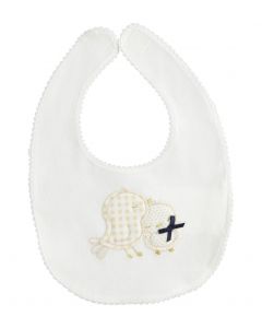 Bavaglio in cotone stretch con ricamo uccellini