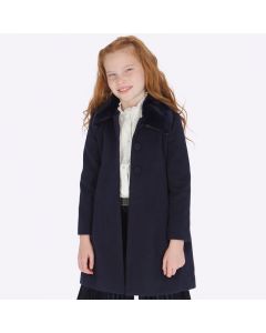 Cappotto con colletto in pellicciotto rimovibile