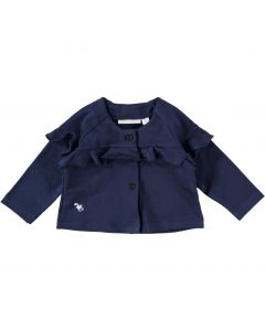 Cardigan a manica lunga in cotone con rouches