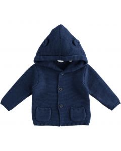 Cardigan in cotone e lana con cappuccio