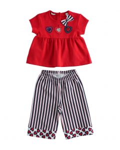Completo in jersey stretch t-shirt e pantalone crop