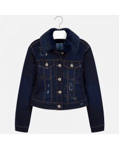 Giubbotto jeans con colletto in pellicciotto