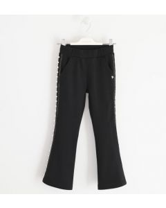 Pantalone con banda laterale in gros grain e perle