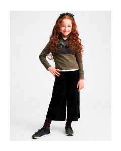 Pantalone modello crop in ciniglia rigata