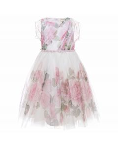 Romantico vestito in tulle con rose fantasia per bambina