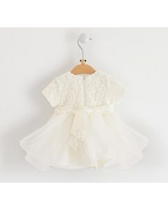 Vestito battesimo neonata raffinato ed elegante con corpino in trina