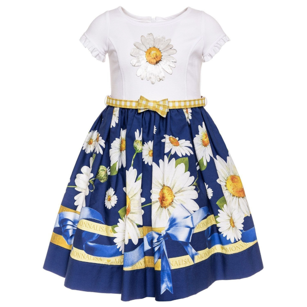 Abito con gonna margherite per bambina di Monnalisa