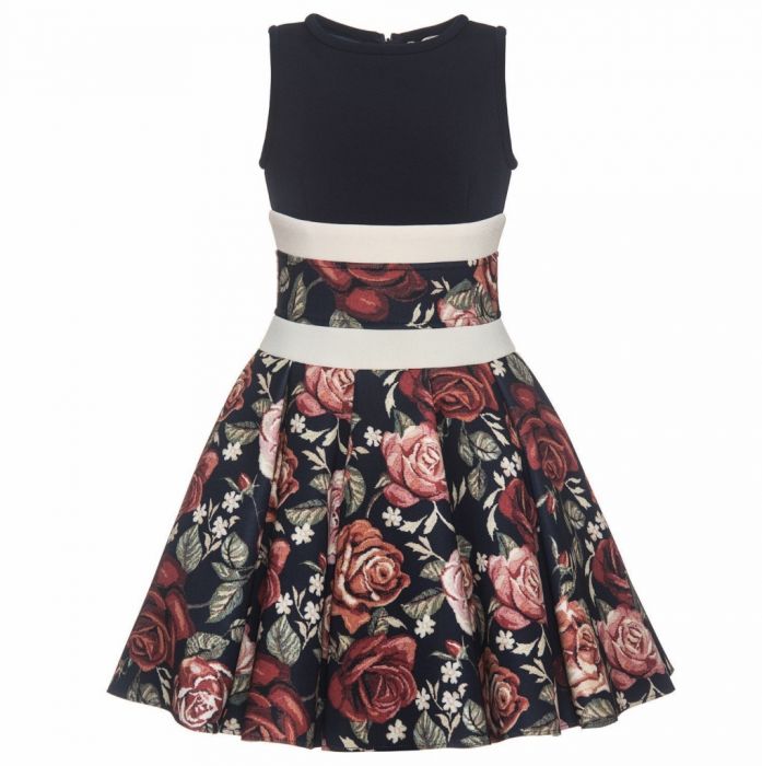 Abito neoprene rose, inserti a contrasto