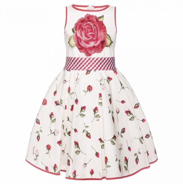 Abito svasato Monnalisa con stampa rose, St. Tropez