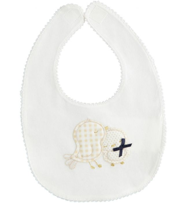 Bavaglio in cotone stretch con ricamo uccellini