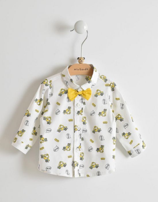 Camicia a manica lunga con papillon giallo