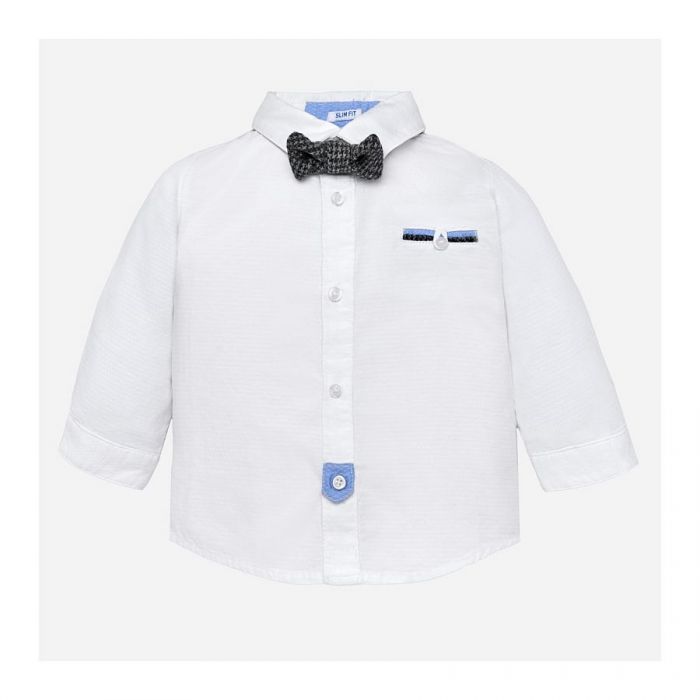 Camicia a maniche lunghe con polsini abbottonati e papillon