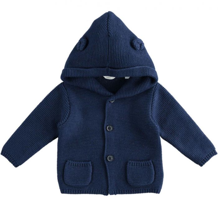 Cardigan in cotone e lana con cappuccio