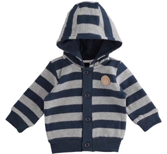 Cardigan in cotone stretch mano calda con cappuccio fisso