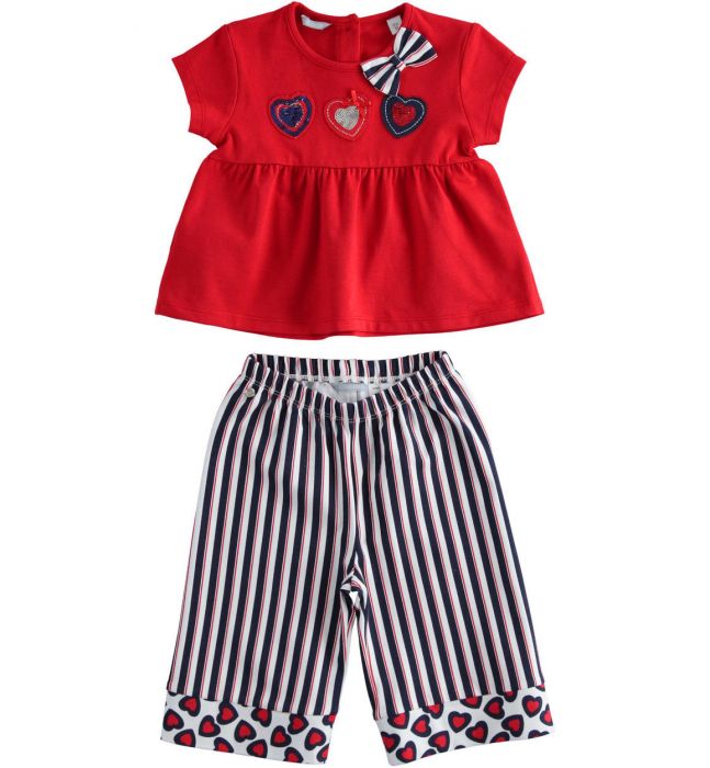 Completo in jersey stretch t-shirt e pantalone crop