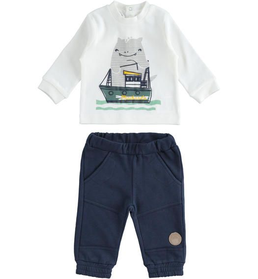 Completo misto cotone con maglia con comoda apertura bottoni