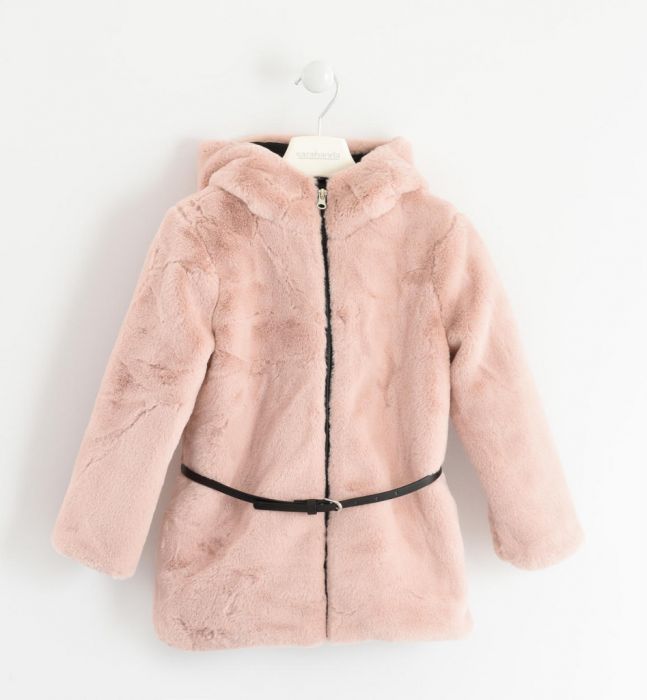 Eco pelliccia con cintura in eco pelle in vita