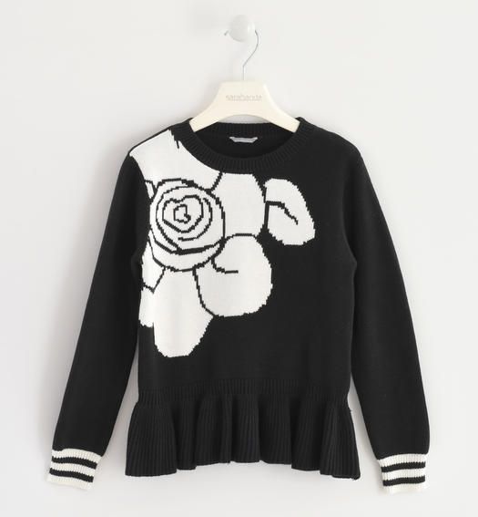 Maglia in tricot con rosa