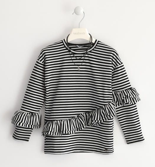 Maglia realizzata in jersey lurex con balze e collana