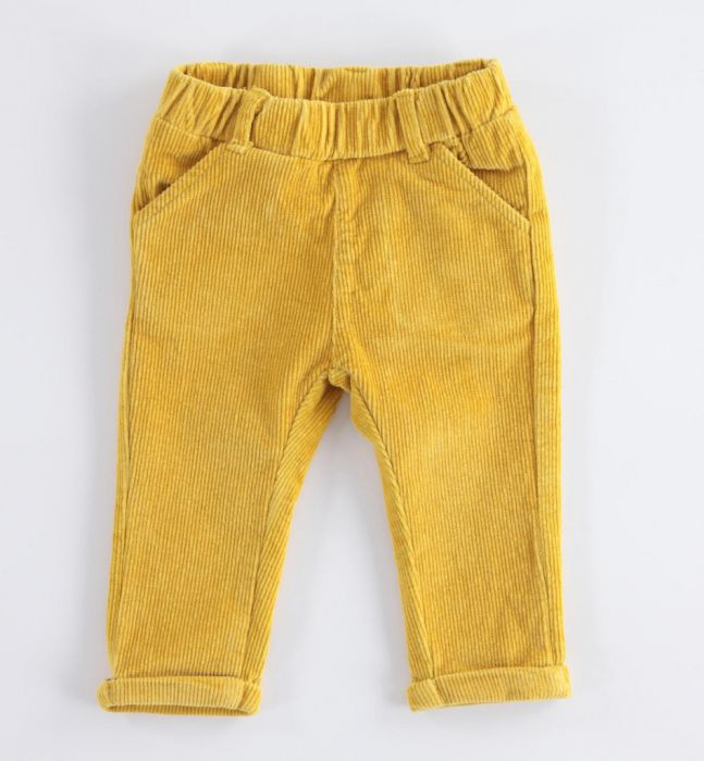 Pantalone in velluto mille righe tinta unita color senape