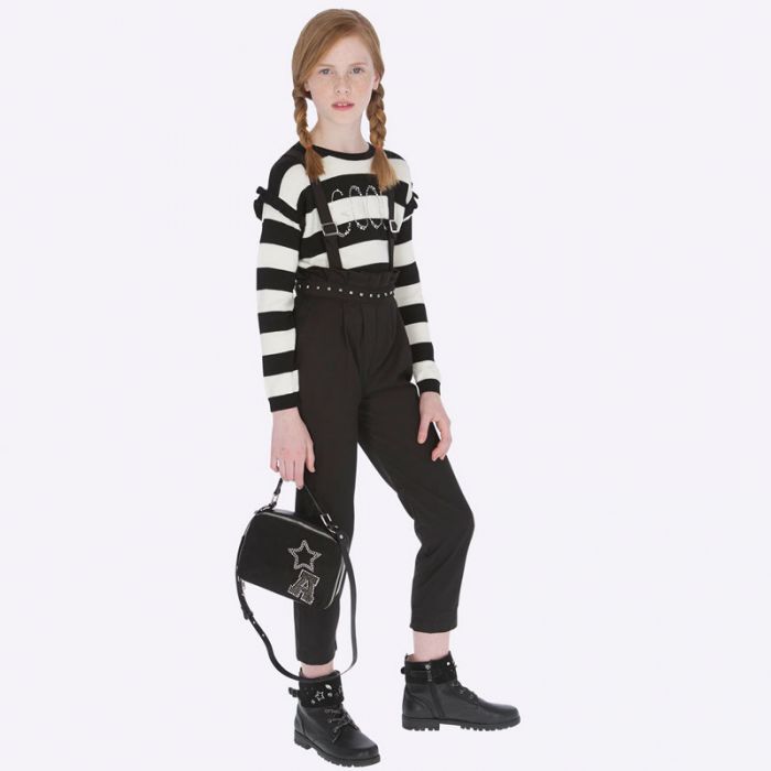 Pantalone lungo con bretelle