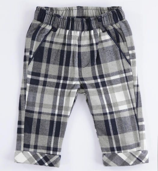 Pantalone modello chinos in viscosa stretch stampa check