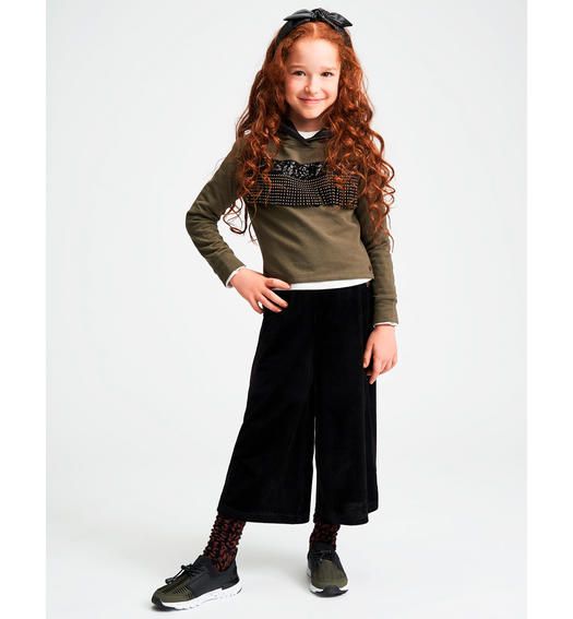 Pantalone modello crop in ciniglia rigata