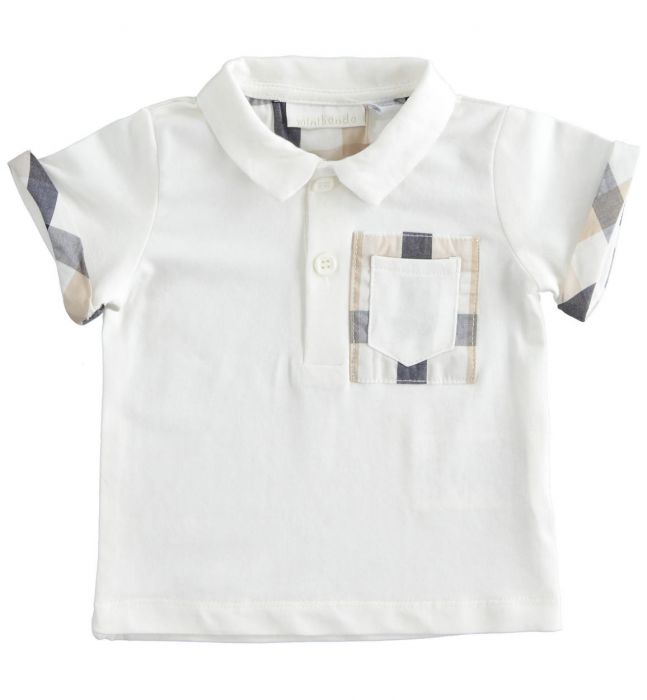 Polo a manica corta in cotone con dettagli check