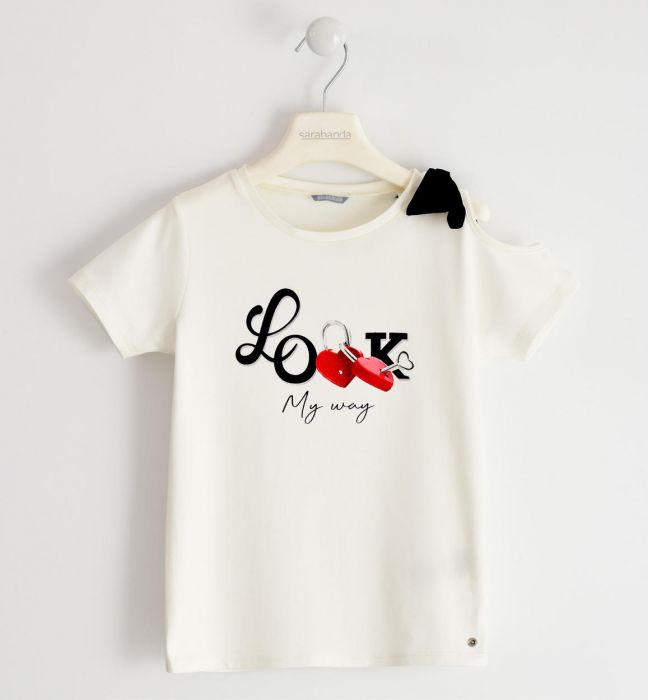 Romantica t-shirt in jersey con fiocco