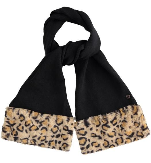 Sciarpa in tricot con fondo ecopelliccia per bambina