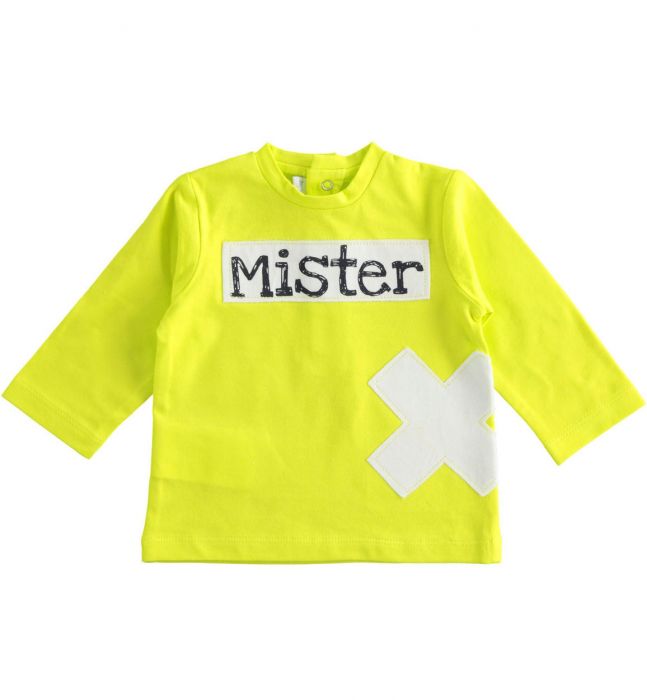 T-shirt a manica lunga girocollo di color lime
