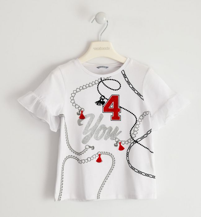 T-shirt con manica in chiffon