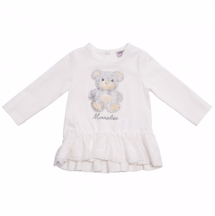 T-shirt lunga con orsetto di strass