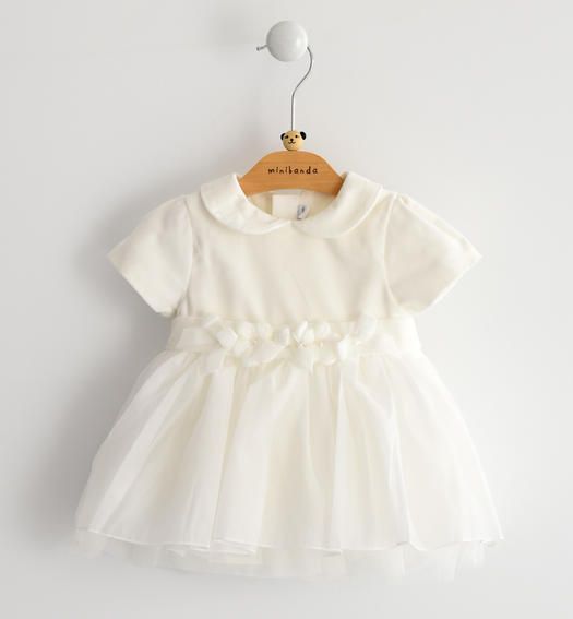 Vestito neonata da cerimonia battesimo con manica corta